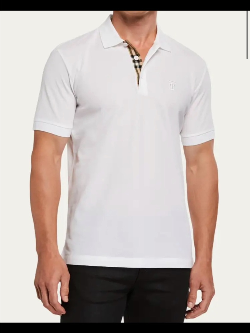 Burberry White Polo with Signature Check Placket